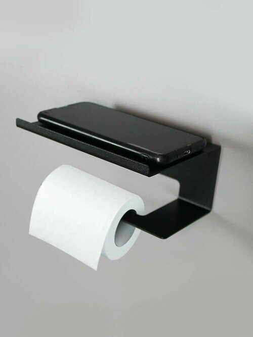 Держатель для туалетной бумаги с полочкой My Space HOLD16-11B, черный
