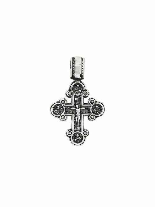 Крестик Малахит нательный православный, серебро, 925 проба, чернение