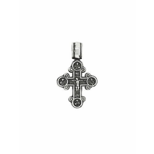 Крестик Малахит нательный православный, серебро, 925 проба, чернение