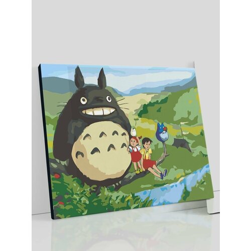 Картина по номерам на холсте с подрамником, аниме Хаяо Миядзаки Ходячий замок Тоторо, 40х50 см