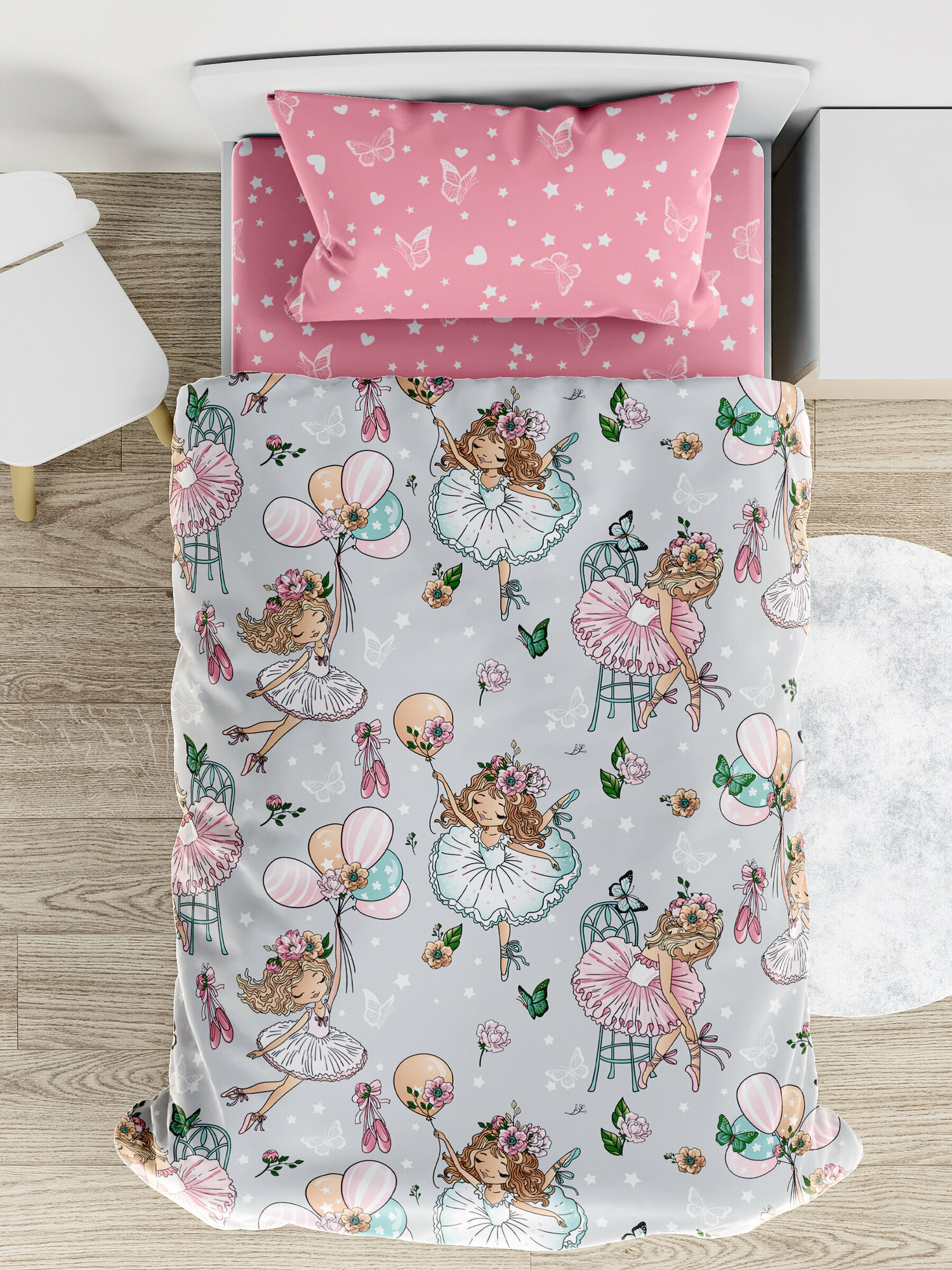 фото Комплект постельного белья с простыней на резинке 160х80 "Балерины" DeepSleep