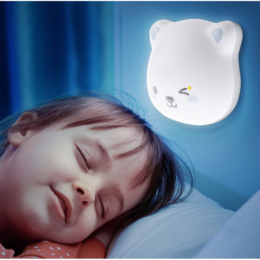 Ночник детский ЭРА NLED-466-1W-W Кот для сна светодиодный аккумуляторный сенсор, крепление на магните