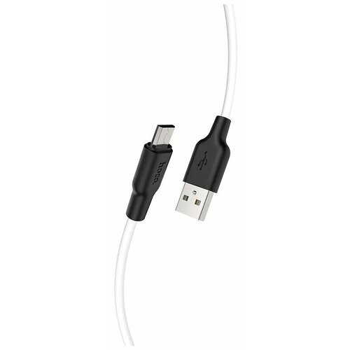 Кабель USB HOCO X21 Plus Silicone, USB - Micro USB, 2.4А, 2м, белый кабель usb hoco u39 slender для micro usb 2 4а длина 1 2м золотой