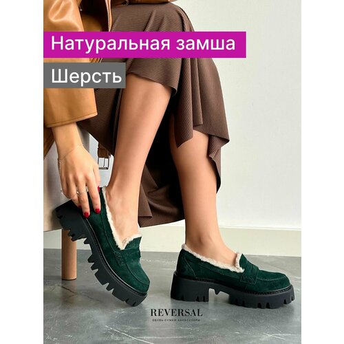 фото Лоферы reversal, размер 35, зеленый, черный