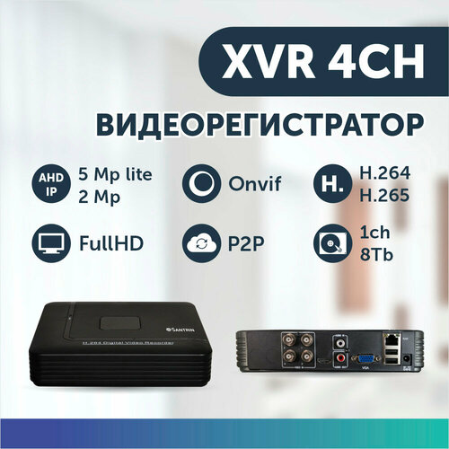 Видеорегистратор гибридный 4 канала AHD 5 Mpix + IP 2 Mpix регистратор видеонаблюдения p2p xmeye