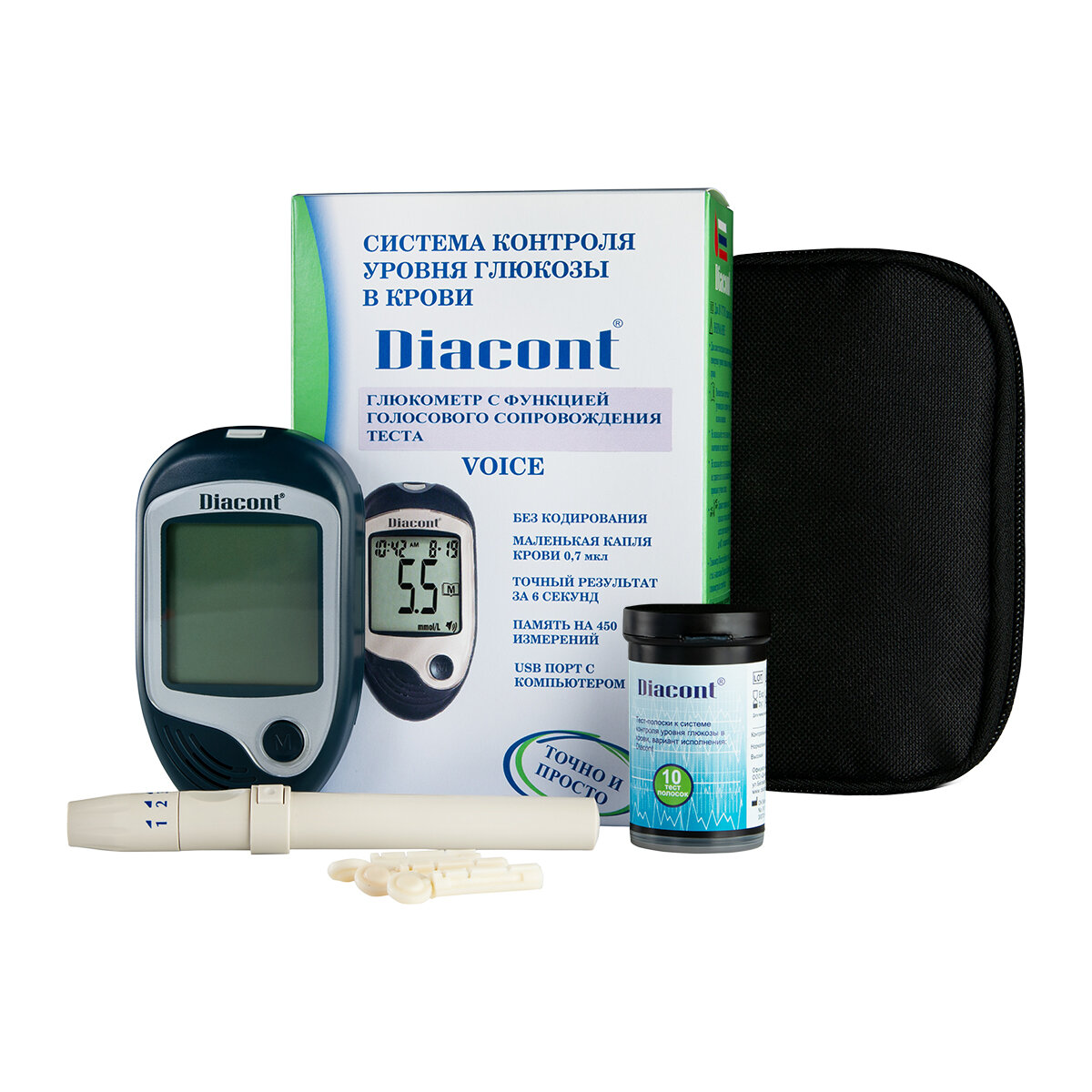 Диаконт Voice система контроля уровня глюкозы в крови с принадлежностями ООО Диаконт - фото №17