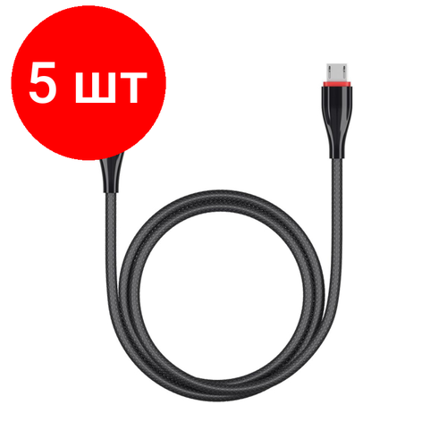 Комплект 5 штук, Кабель Deppa Ceramic USB - micro USB, 1м, черный комплект 6 штук кабель deppa ceramic usb usb c 1м красный