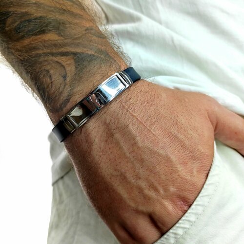 фото Браслет, металл, размер 20 см, черный, серебряный нет бренда