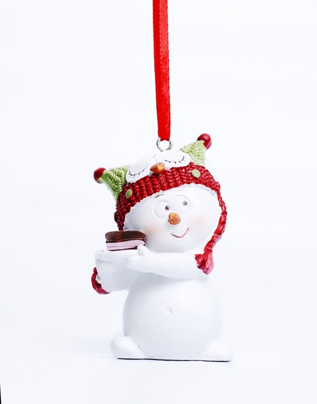 Фигурка декоративная Снеговик с тортом, 6*4,5*8 см KSM-781692