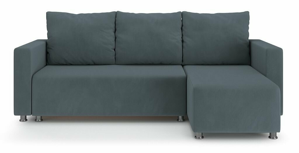 Угловой диван-кровать PUSHE раскладной Каир Lux 2, универсальный угол, велюр, глубокий серый Balance 996
