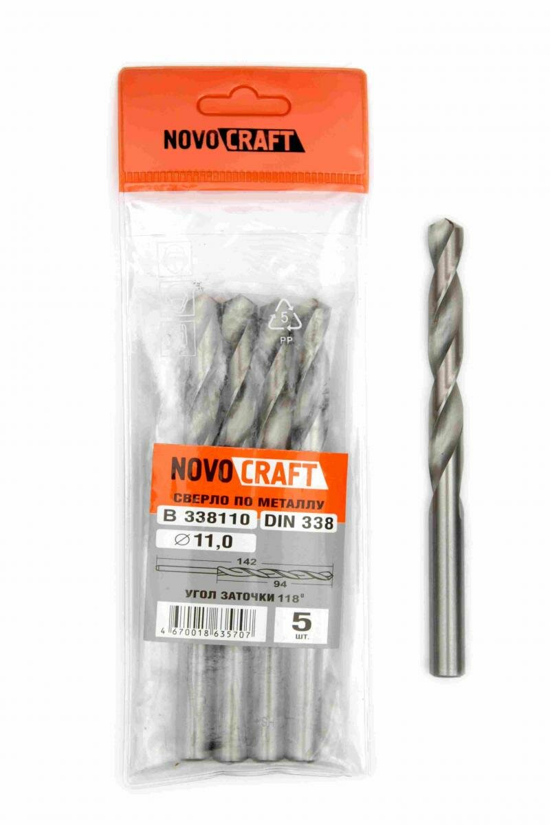 фото Сверло по металлу 11,0 мм Novocraft Sand средняя серия, DIN 338, уп. 5 шт.