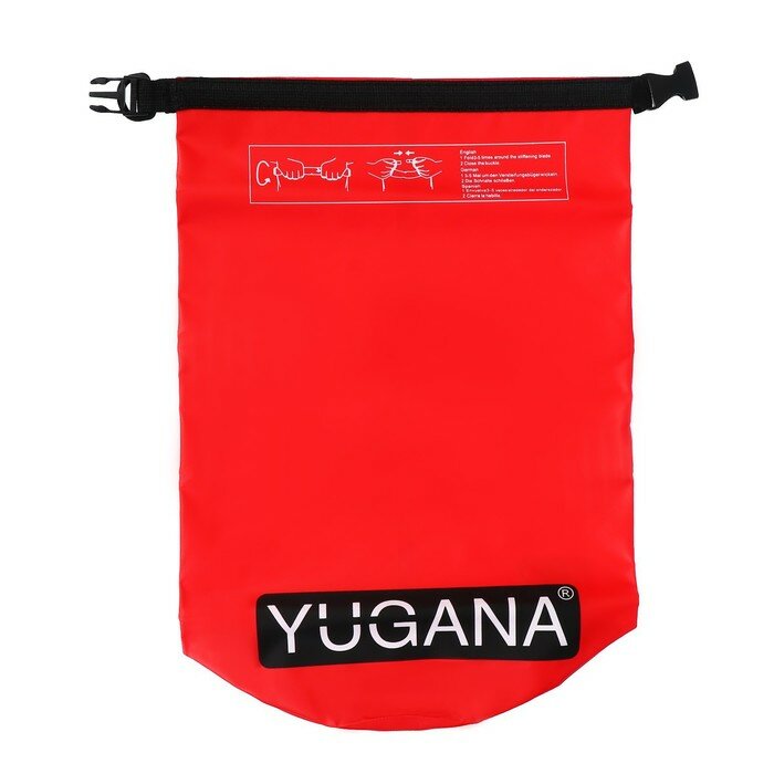 Гермомешок YUGANA, водонепроницаемый 15 литров, один ремень, красный 3589378