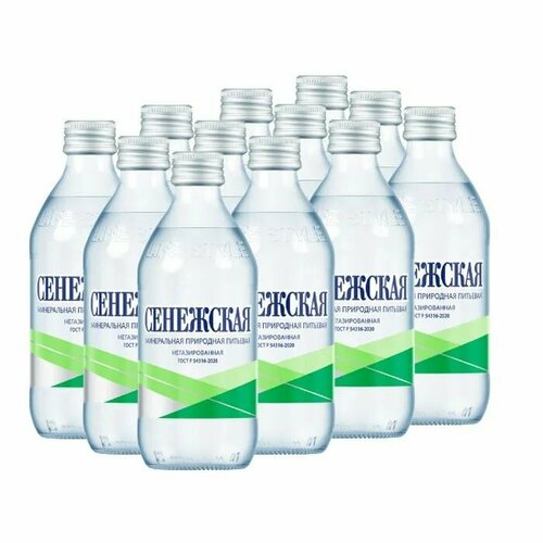 Вода минеральная, природная Сенежская 0,33 л х 12 бутылок, б/г стекло