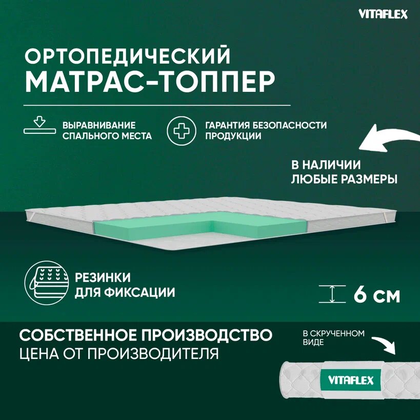 Матрас-топпер Vitaflex Soft Tricot 5x4Sk 2 канта 100х170