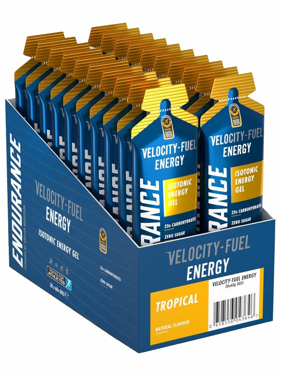 APPLIED NUTRITION, Endurance Velocity Fuel ENERGY Isotonic Gel, упаковка 20x60г (Тропический)