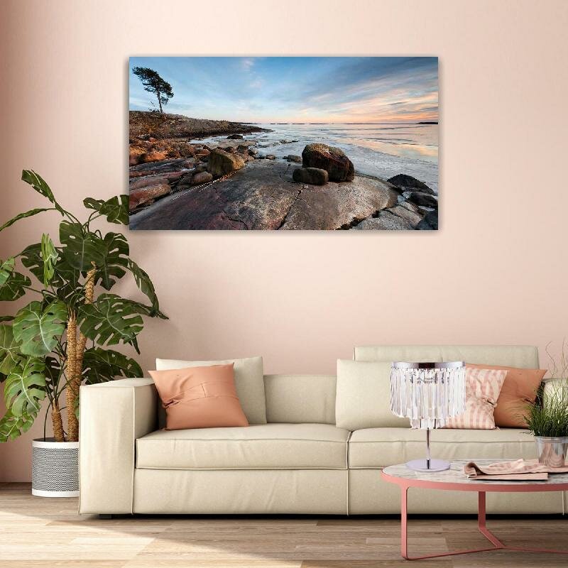 Картина на холсте 60x110 LinxOne "Море красота пейзаж закат" интерьерная для дома / на стену / на кухню / с подрамником