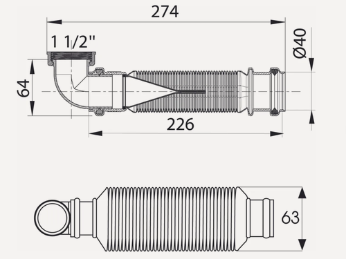 Изображение товара Сифон для мойки WIRQUIN SENZO PUSH-FIT 30719169 1 1/2"х40 мм без выпуска cухой затвор.