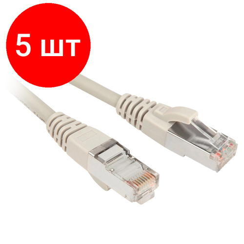 Комплект 5 штук, Патч-корд Hyperline PC-LPM-STP-RJ45-RJ45-C5e-2M-LSZH-GY, Cat.5e, 2м, серый