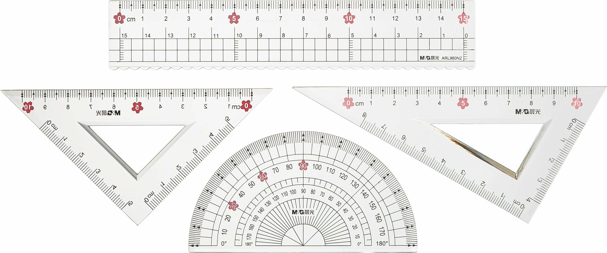 Набор чертежный M&G Sakura Rain (линейка транспортир 2 треугольника)