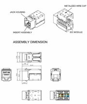 Hyperline KJNE-8P8C-C6A-90-WH Вставка Keystone Jack RJ-45(8P8C), категория 6A, 110 IDC, заделка с помощью NE-TOOL, белая