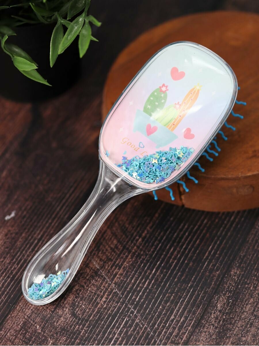 фото Расческа для волос Sequins cactus pink-blue
