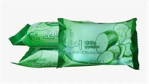 JUNO Корейское мыло-пилинг для лица и тела с экстрактом огурца 3шт х 150гр