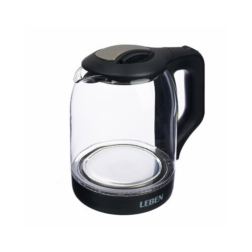 Leben чайник электрический 22 литра 1800 вт стекло пластик 220-240в 147900₽