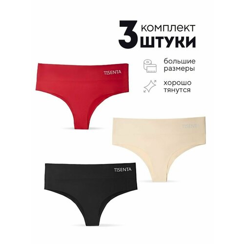 фото Трусы tisenta, размер m, красный, бежевый, черный