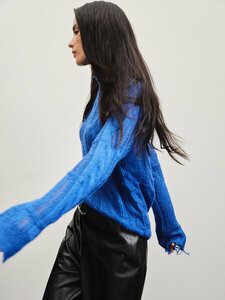 Фото Zarina Вязаный свитер, цвет Синий, размер L (RU 48), 4121628828-40