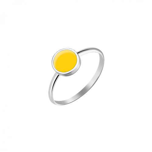 Кольцо Velichenko, серебро, 925 проба, родирование, эмаль, размер 16, желтый тонкое кольцо с эмалью размер 18 kalinka