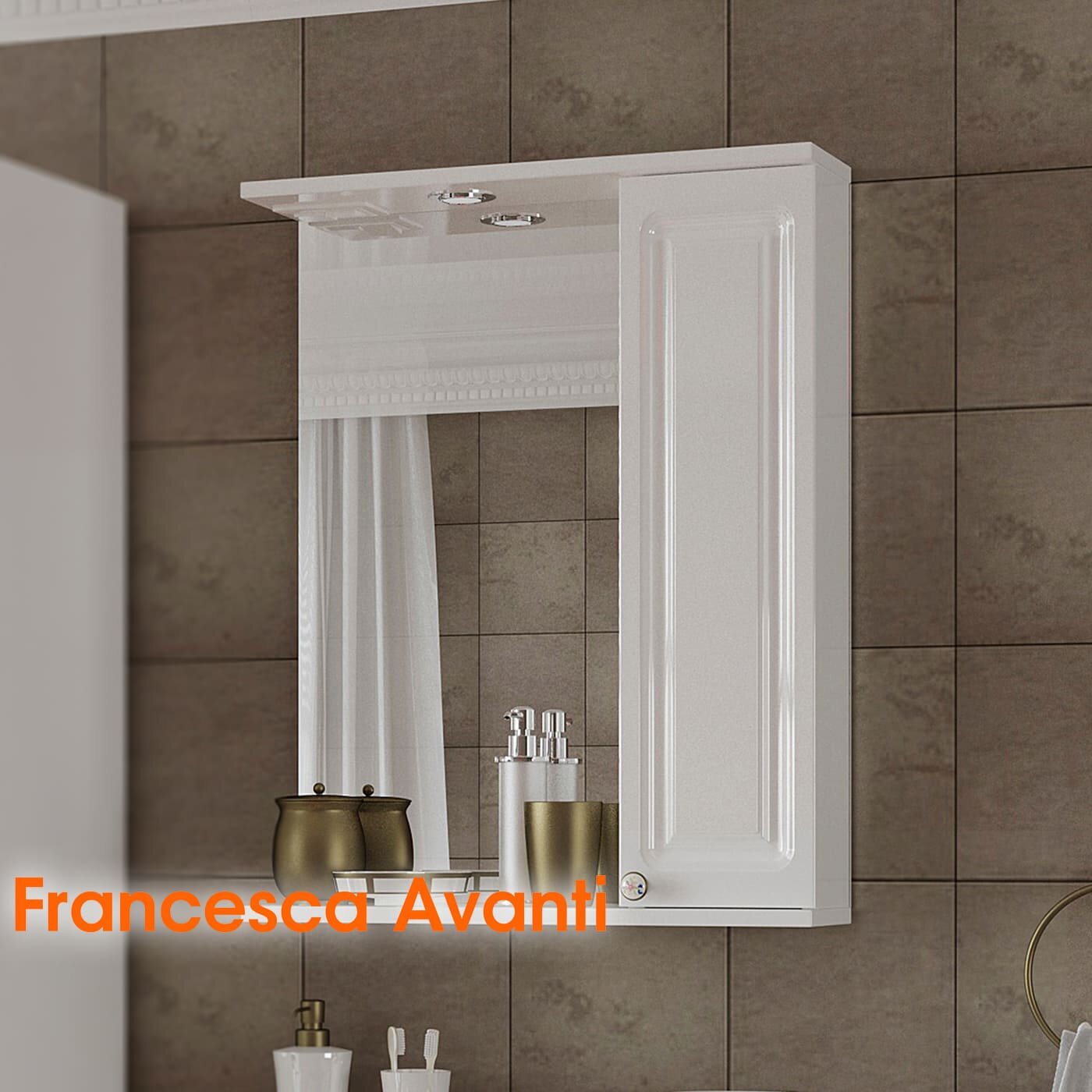 Шкаф-зеркало Francesca Avanti Империя 55 правый белый