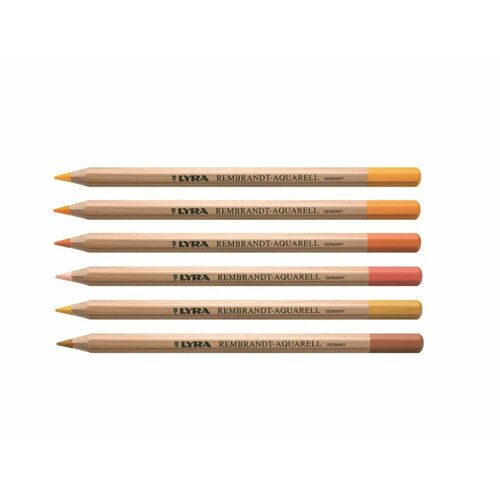 lyra набор цветных карандашей rembrandt aquarell вишнёво фиолетовые оттенки 6шт Lyra Набор цветных карандашей Rembrandt Aquarell жёлто-оранжевые оттенки, 6шт