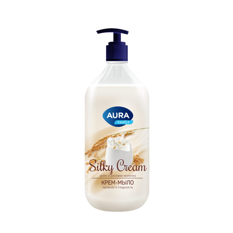 Крем-мыло AURA Silky Cream Шелк и Рисовое Молочко 1000 мл