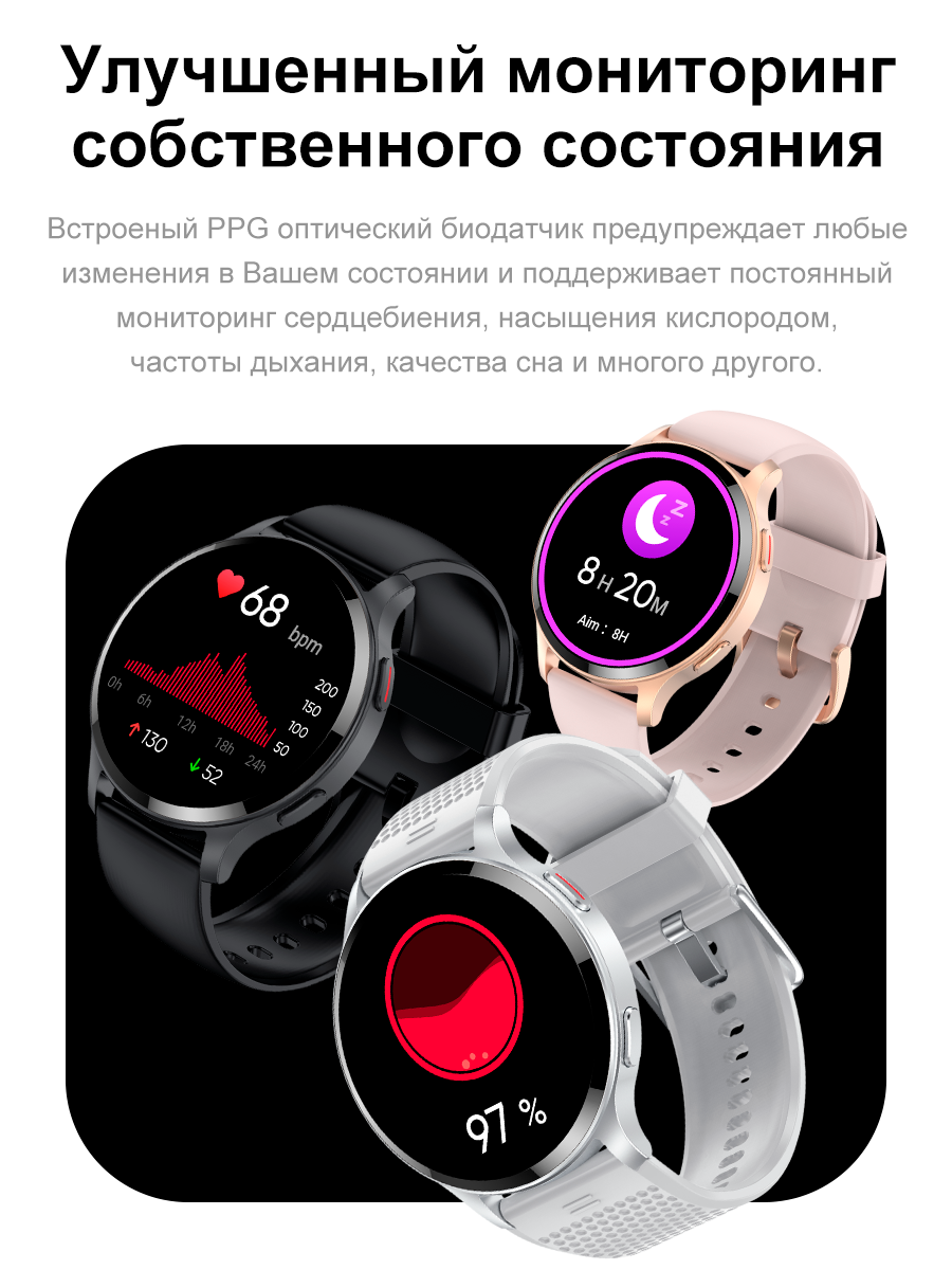 Смарт-часы умные наручные SMART PRESENT LW77 женские и мужские круглые с функцией телефона с большим HD дисплеем