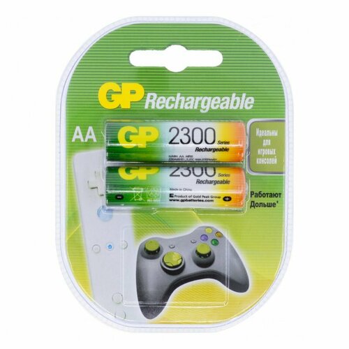 Батарейка аккумуляторная AA GP HR6 (блистер) В упаковке: 2 шт, Емкость: 2300 мАч зарядное устройство gp e411 аккумуляторная батарейка ааа hr03 650 мач 4 шт