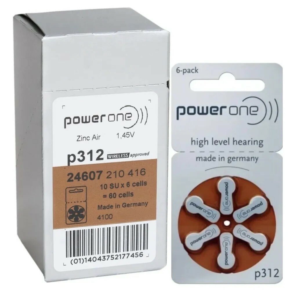 Батарейка Power One P312, 60 шт.