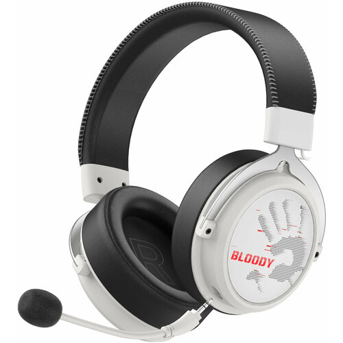Наушники с микрофоном A4Tech Bloody MR590 Sports белый/черный 1.5м мониторные BT/Radio/3.5mm оголовье (MR590+ WIRED/SPORT WHITE) белый, черный