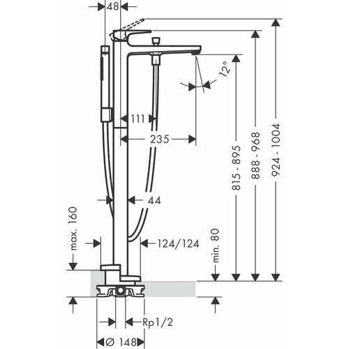 Смеситель Hansgrohe Metropol 32532700 для ванны с душем