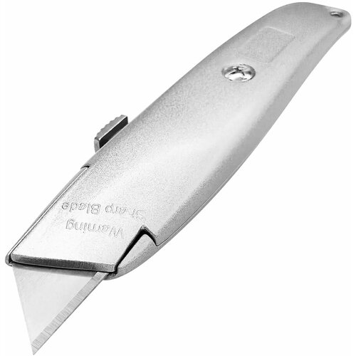 Нож строительный Vertextools 0044-18-58 алюминиевый корпус трапециевидное лезвие 18 мм нож ultima 18 мм трапециевидное лезвие металлический обрезиненный корпус 119032