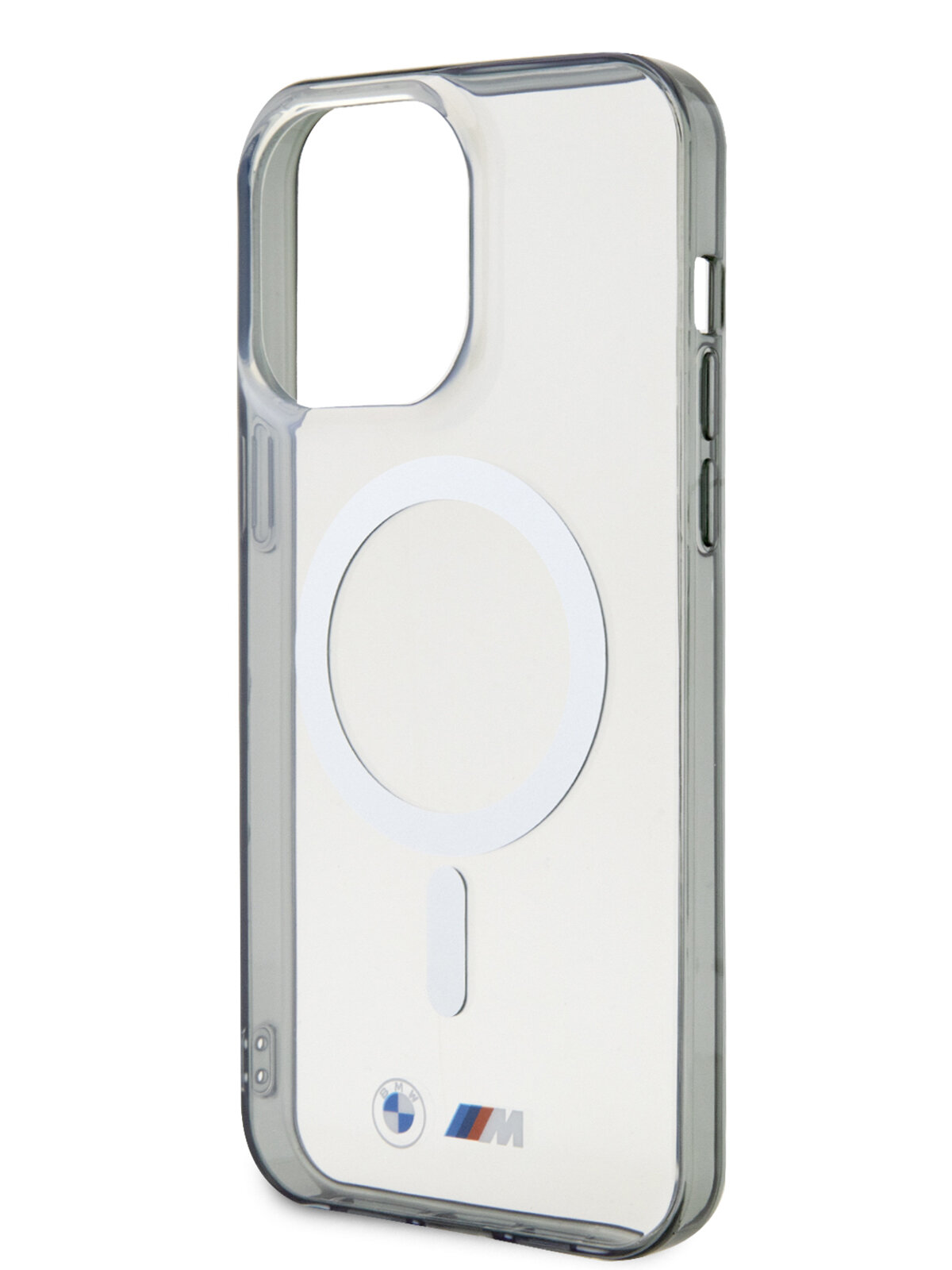 BMW для iPhone 14 Pro Max чехол M-Collection PC/TPU Silver Ring Hard Transparent (MagSafe)