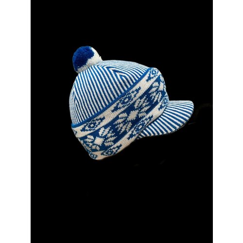 фото Шапка шапка "слово пацана" с козырьком, размер 50/60, голубой, белый без бренда