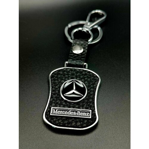 Славянский оберег, брелок, глянцевая фактура, Mercedes, серебряный, черный