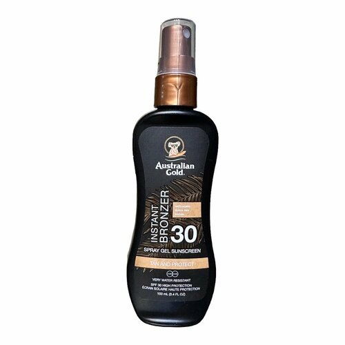 Australian Gold Instant Bronzer Spray Gel Sunscreen SPF 30 (TRAVEL SIZE:100мл) Солнцезащитный спрей-гель солнцезащитный лосьон с бронзированием lotion sunscreen with instant bronzer spf15 australian gold