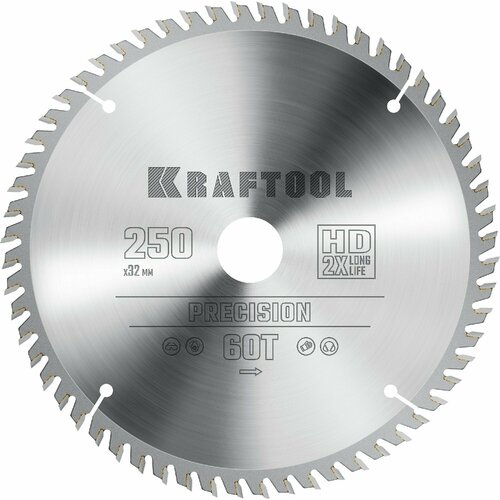 KRAFTOOL PRECISION 250х32мм 60Т, диск пильный по дереву (36952-250-32)