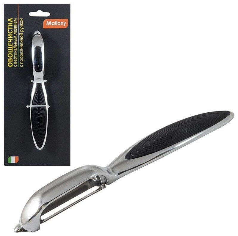 Изображение Овощечистка Mallony MODERNO, вертикальное лезвие, прорезиненная ручка (984044)