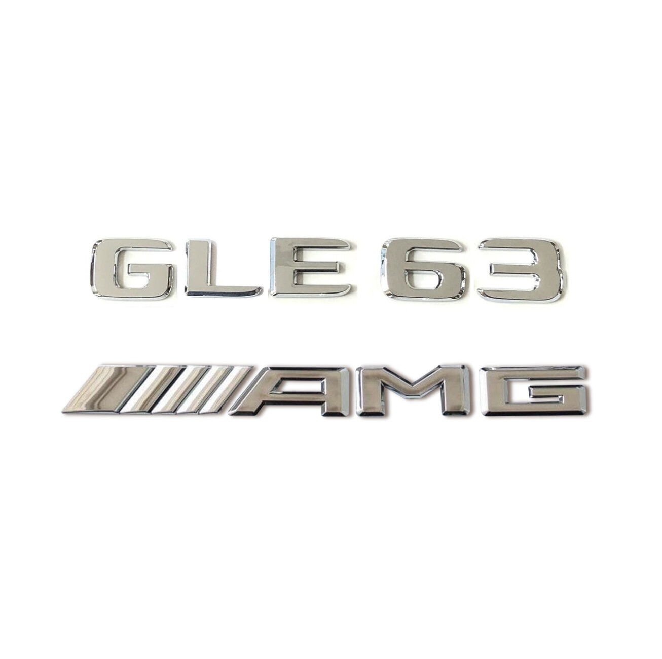 Комплект: шильдик на багажник для Mercedes GLE63 (новый шрифт 2017+) +AMG хром