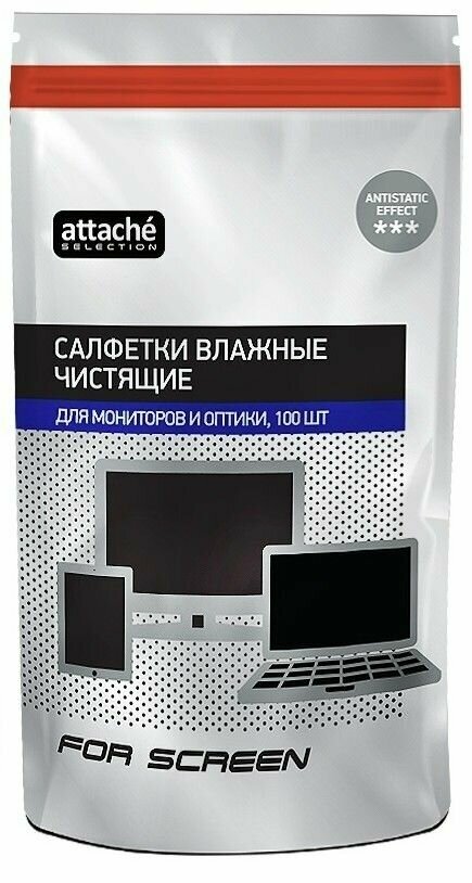 Attache Selection Салфетки для экранов For Screen, запасной блок, 130х170, 100 шт