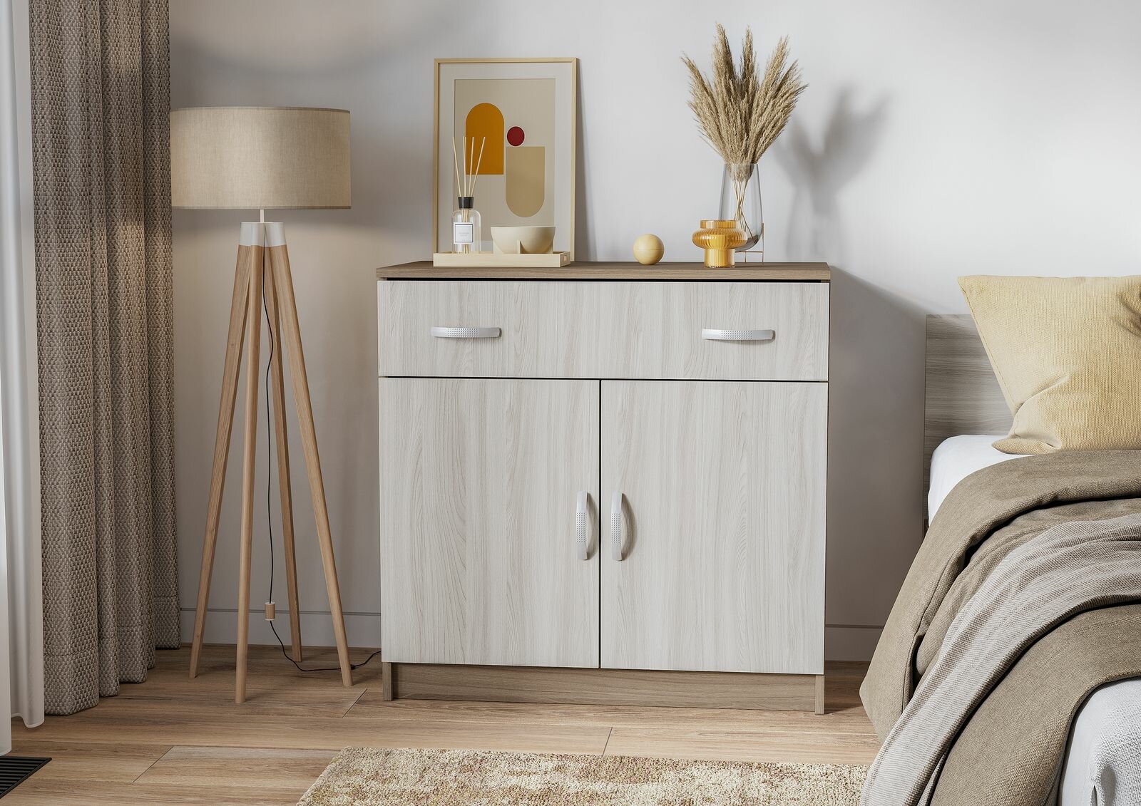 фото КОМОД 1 ЯЩИК 2 СТВОРКИ Спальня БАСЯ КМ 552-М (0,8х0,79х0,41)