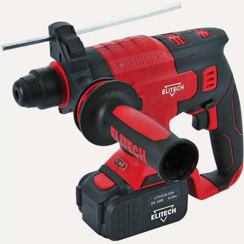 Изображение товара Перфоратор аккумуляторный Elitech ПА 18БЛМ, 18 В Li-Ion 4 Ач, 1.7 Дж