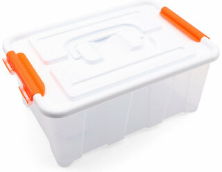 Контейнер для хранения пластмассовый с крышкой и ручками 4л, 285*190*120 мм (белый)